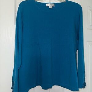 Susan Graver top in teal blue. Size 2X